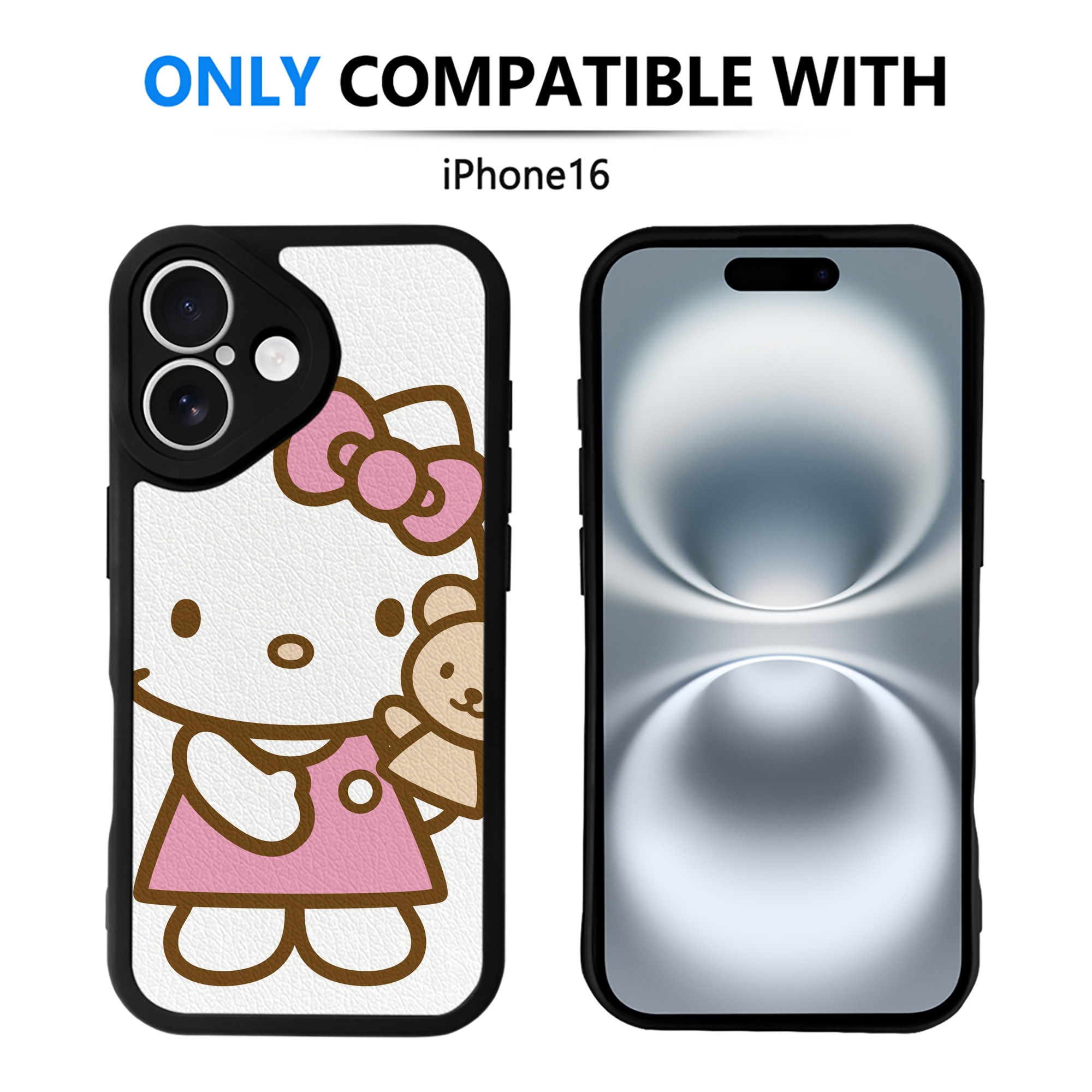 （画像用） Hello Kitty ハローキティ 【iPhone 16シリーズ対応】シリコンスマホケース（レザー調） 材質：シリコン